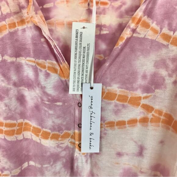 Young Fab & Broke NWT Tee Short Sleeves Tie Dye Purple Peach & White - Picture 6 of 8